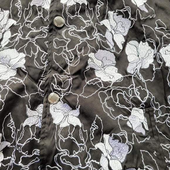 Michael Kors Black Embroidered Floral Bomber Varisty Jacket Size Small - Picture 4 of 10